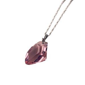 Pink Austrian Crystal Sterling .925 Silver Necklace